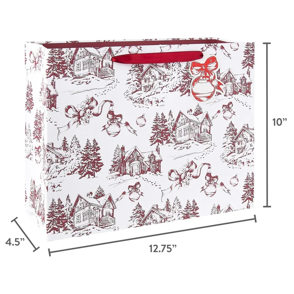 My Texas House Toile Christmas Gift Bags –‎ Set of 3, Large 13x10